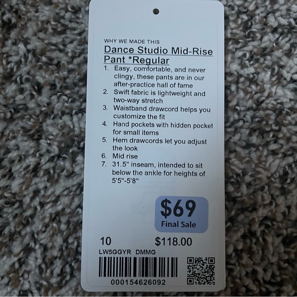 NWOT Lululemon Dramatic Magenta Unlined Dance Studio Pants - Picture 7 of 7